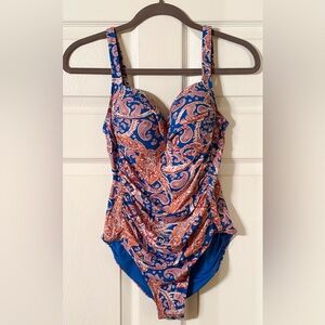 Nip Tuck Swim Paisley One Piece Swimsuit US 8 Multi Fit Cup Tummy Control